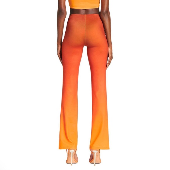 I.AM.GIA Adrina Stretchy Orange Red Ombre Twist Waistband y2k hot flare pants - Picture 7 of 10